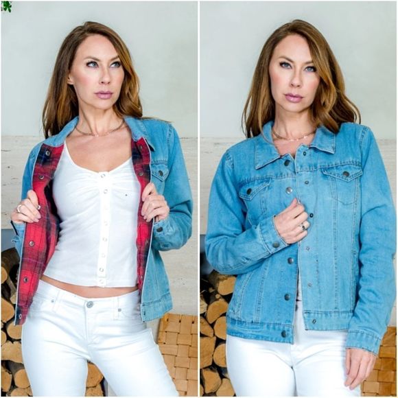 Reversible Plaid & Denim Jacket - Picture 1 of 5